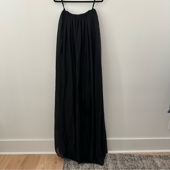 Jenni Kayne Strapless Black A-Line Organza High-Low Maxi Dress Small - Picture 2 of 8